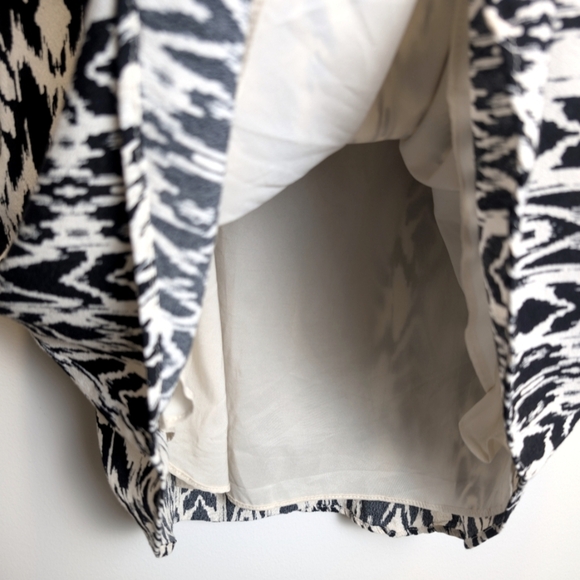 Gap Black Off White Patterned Cinched Waist Long Sleeve Dress Size Medium - Picture 6 of 11